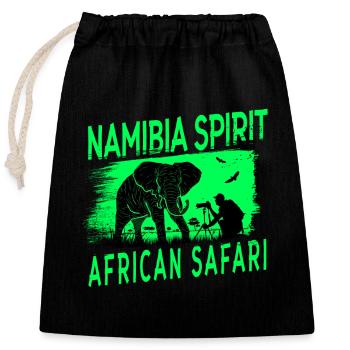 Design safari en Afrique en Namibie - Sac cadeau en coton avec cordon (25 x 30 cm) - noir - Devant
