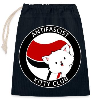 Antifaschistischer Kitty Club Antifa Kawaii Katze - Verschließbarer Geschenkbeutel aus Baumwolle (25x30cm) - Navy - Vorne