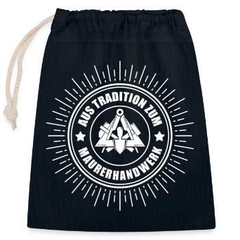 Maurer - Aus Tradition zum Maurerhandwerk - Verschließbarer Geschenkbeutel aus Baumwolle (25x30cm) - Navy - Vorne