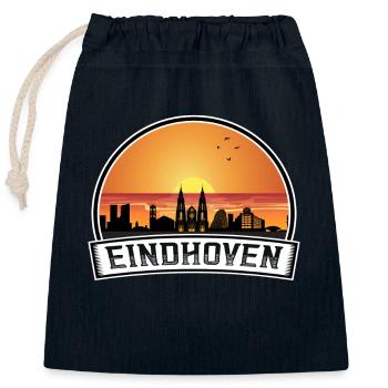 Eindhoven Netherlands Skyline Vintage Sunset Trave - Closable cotton gift bag (25x30cm) - navy - Front