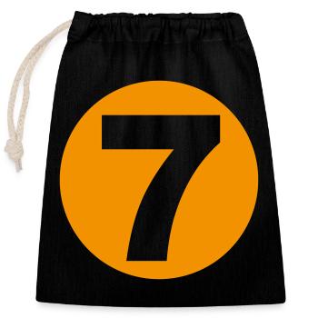 7 Billiard ball - Closable cotton gift bag (25x30cm) - black - Front