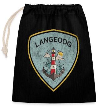 Langeoog Coat of Arms Lighthouse Design - Closable cotton gift bag (25x30cm) - black - Front