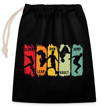 Parkour Free Running Climb Leap Run Vault Jump - Closable cotton gift bag (25x30cm) - black - Front
