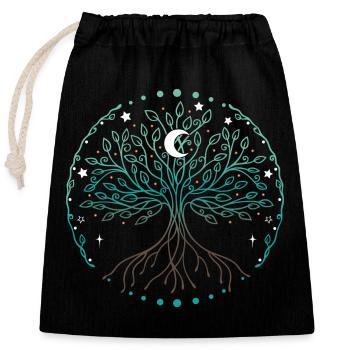 Yggdrasil Arbre de Vie du Monde - Sac cadeau en coton avec cordon (25 x 30 cm) - noir - Devant