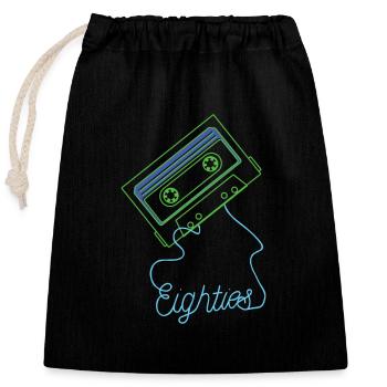Eighties Cassette Tape 80s Retro - Closable cotton gift bag (25x30cm) - black - Front