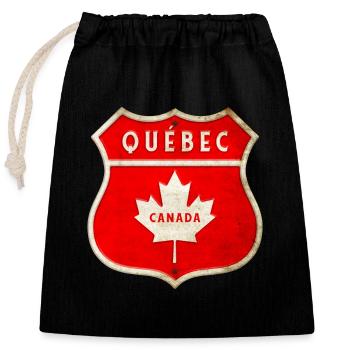 Québec Kanada Wappen Flaggen Design - Verschließbarer Geschenkbeutel aus Baumwolle (25x30cm) - Schwarz - Vorne