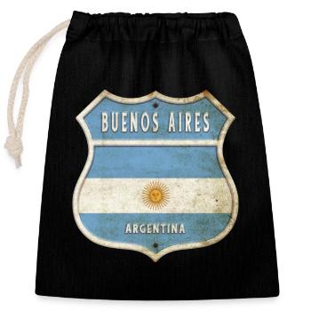 Buenos Aires Argentina Coat of Arms Flags Design - Closable cotton gift bag (25x30cm) - black - Front