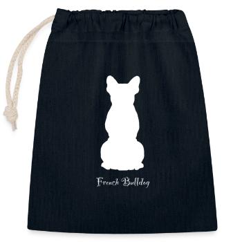 French Bulldog - Closable cotton gift bag (25x30cm) - navy - Front