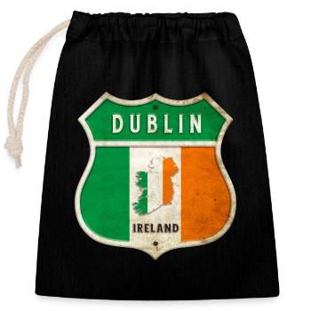 Dublin Ireland Coat of Arms Flags Design - Closable cotton gift bag (25x30cm) - black - Front