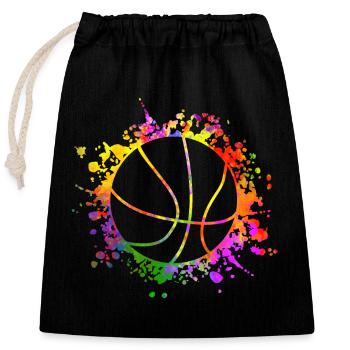 Basketball Farbspritzer Farbklecks - Verschließbarer Geschenkbeutel aus Baumwolle (25x30cm) - Schwarz - Vorne