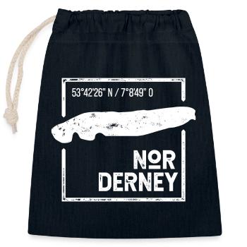 Norderney | Island silhouette stamp design - Closable cotton gift bag (25x30cm) - navy - Front