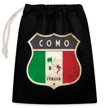 Côme Italie Armoiries Drapeaux Design - Sac cadeau en coton avec cordon (25 x 30 cm) - noir - Devant