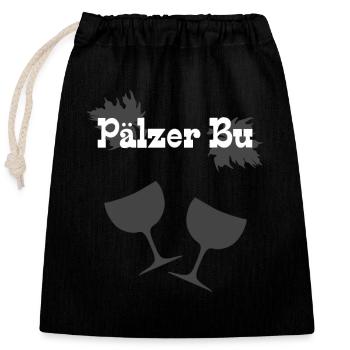Pfälzer Sprüche, Pälzer Bu, shirts für weinfeste - Verschließbarer Geschenkbeutel aus Baumwolle (25x30cm) - Schwarz - Vorne