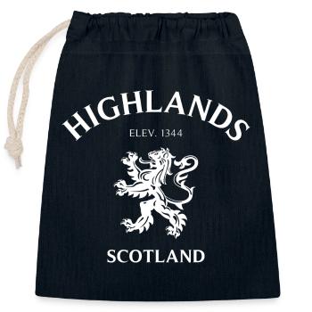 HIGHLANDS Schottland Scotland - Verschließbarer Geschenkbeutel aus Baumwolle (25x30cm) - Navy - Vorne