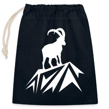 Steinbock Wandern Berge - Verschließbarer Geschenkbeutel aus Baumwolle (25x30cm) - Navy - Vorne