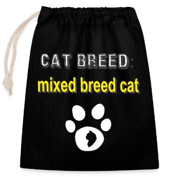 cat Breed: Mixed Breed Cat, Tier Tatzen, mix Katze - Verschließbarer Geschenkbeutel aus Baumwolle (25x30cm) - Schwarz - Vorne