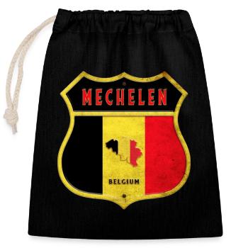 Malines Belgique Armoiries Drapeaux Design - Sac cadeau en coton avec cordon (25 x 30 cm) - noir - Devant