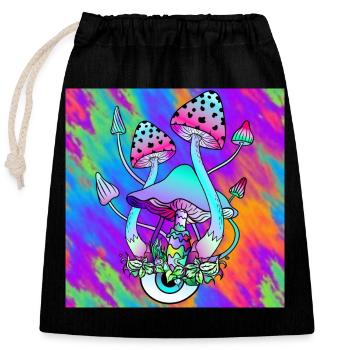 Magic mushrooms colorful Psychedelic mushroom art - Closable cotton gift bag (25x30cm) - black - Front