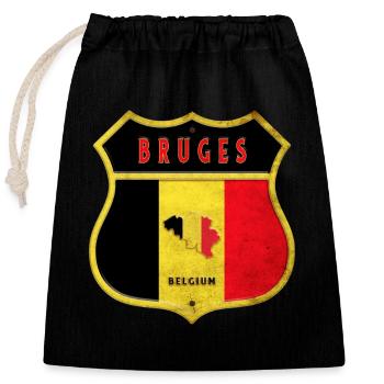 Bruges Belgique Armoiries Drapeaux Design - Sac cadeau en coton avec cordon (25 x 30 cm) - noir - Devant