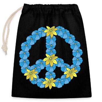 Signes de Paix Paix Design fleur hippie - Sac cadeau en coton avec cordon (25 x 30 cm) - noir - Devant