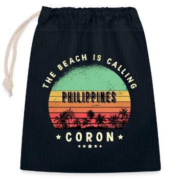 Coron Indonesien Strand Design - Verschließbarer Geschenkbeutel aus Baumwolle (25x30cm) - Navy - Vorne