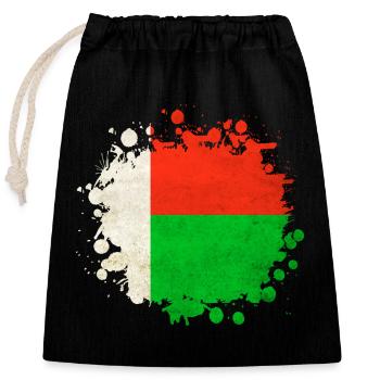 Blob de drapeaux de Madagascar - Sac cadeau en coton avec cordon (25 x 30 cm) - noir - Devant