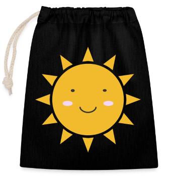 Sun Kawaii - Verschließbarer Geschenkbeutel aus Baumwolle (25x30cm) - Schwarz - Vorne