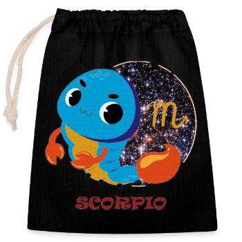 Zodiac sign Scorpion - Closable cotton gift bag (25x30cm) - black - Front