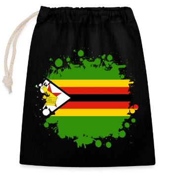blob de drapeaux du Zimbabwe - Sac cadeau en coton avec cordon (25 x 30 cm) - noir - Devant