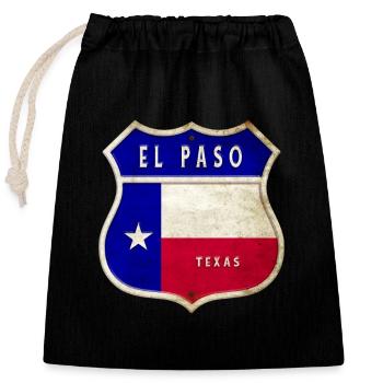 Drapeaux à écusson El Paso Texas - Sac cadeau en coton avec cordon (25 x 30 cm) - noir - Devant