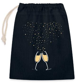 Sparkling Prosecco - Sparkling wine - Motif to toast - Closable cotton gift bag (25x30cm) - navy - Front