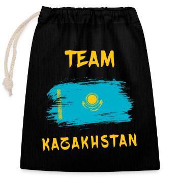 Drapeaux de l'équipe du Kazakhstan - Sac cadeau en coton avec cordon (25 x 30 cm) - noir - Devant