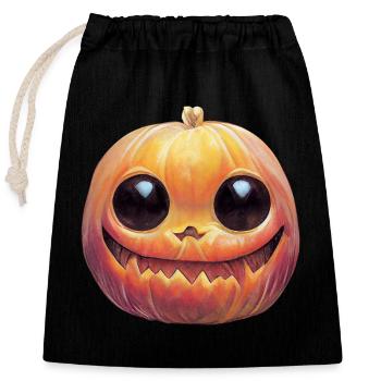 Pumpkin Head For Halloween - Closable cotton gift bag (25x30cm) - black - Front