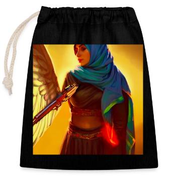 Brave Belle Hijab Femme avec Pistolet - Sac cadeau en coton avec cordon (25 x 30 cm) - noir - Devant