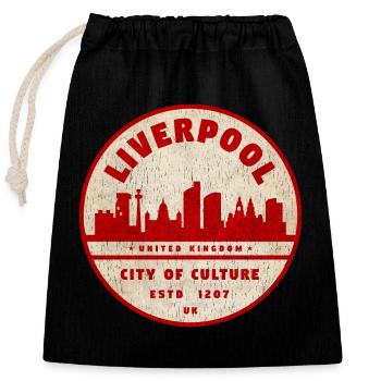 Sceau vintage de Liverpool Skyline - Sac cadeau en coton avec cordon (25 x 30 cm) - noir - Devant