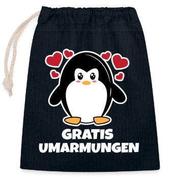 Vogel Süß Pinguin Herz Südpol Tier Seevogel - Verschließbarer Geschenkbeutel aus Baumwolle (25x30cm) - Navy - Vorne
