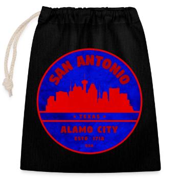 San Antonio Skyline Retro Badge - Closable cotton gift bag (25x30cm) - black - Front