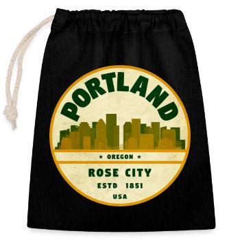 Portland Rose City Vintage - Verschließbarer Geschenkbeutel aus Baumwolle (25x30cm) - Schwarz - Vorne