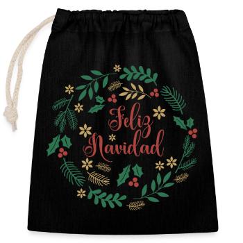 Playera Feliz Navidad Camiseta Frohe Weihnachten - Verschließbarer Geschenkbeutel aus Baumwolle (25x30cm) - Schwarz - Vorne
