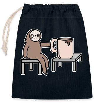 mammal late riser sloth mammal lazy - Closable cotton gift bag (25x30cm) - navy - Front