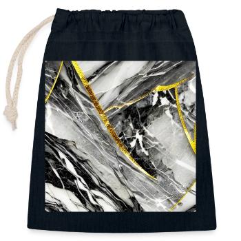 Marble Black Gold Natural Stone - Closable cotton gift bag (25x30cm) - navy - Front