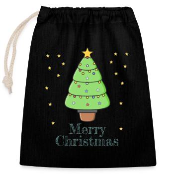 Merry Christmas - Sac cadeau en coton avec cordon (25 x 30 cm) - noir - Devant