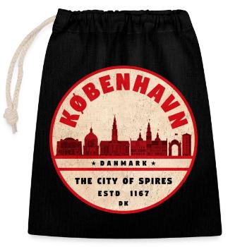 Copenhagen Skyline Vintage Seal - Closable cotton gift bag (25x30cm) - black - Front