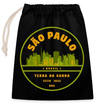São Paulo Skyline Seal Green - Closable cotton gift bag (25x30cm) - black - Front