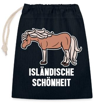Islandpferde Pferdenarr Pferdeliebe Statement - Verschließbarer Geschenkbeutel aus Baumwolle (25x30cm) - Navy - Vorne