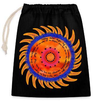Police noire Sunshine Mandala - Sac cadeau en coton avec cordon (25 x 30 cm) - noir - Devant