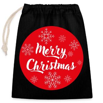 Frohe Weihnachten - Verschließbarer Geschenkbeutel aus Baumwolle (25x30cm) - Schwarz - Vorne