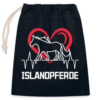 Herz Pferde Islandpferde Pferdeliebe Spruch - Verschließbarer Geschenkbeutel aus Baumwolle (25x30cm) - Navy - Vorne