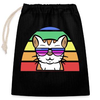 Lgbt Cool Katze Regenbogen Homosexuell Lesbisch - Verschließbarer Geschenkbeutel aus Baumwolle (25x30cm) - Schwarz - Vorne