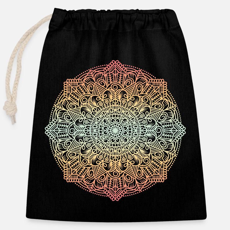 Mandala - Closable cotton gift bag (25x30cm) - black